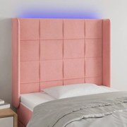 vidaXL Cabeceira de cama c/ luzes LED veludo 93x16x118/128 cm rosa