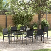 vidaXL Conjunto de Jantar de Jardim 7 Peças Preto em Rattan Sintético