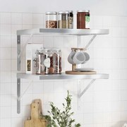 vidaXL Prateleiras de parede 2 pcs 50x40 cm aço inoxidável prateado
