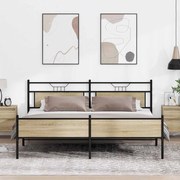 vidaXL Estrutura de cama sem colchão 193x203cm metal carvalho sonoma