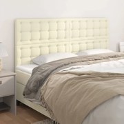 vidaXL Cabeceira de cama 4 pcs couro artificial 90x5x78/88 cm creme