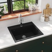 vidaXL Lava-louça com 1 cuba granito preto
