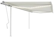 vidaXL Toldo retrátil manual com luzes LED 4x3 m cor creme