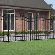 vidaXL Cerca de jardim com topo em forma de lança, preta, 239x125 cm, aço com revestimento em pó
