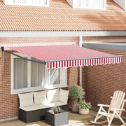vidaXL Toldo Retrátil Automático Listrado Vermelho e Branco 300x250 cm