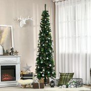 Árvore de Natal Artificial 225 cm Árvore de Natal com 706 Ramos Árvore de Natal Slim com 56 Pinhas Base Dobrável Ø58x225 cm Verde