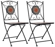 Cadeiras bistrô em mosaico 2 pcs laranja/cinzento