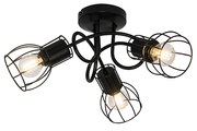 Candeeiro de tecto moderno preto 40 cm redondo 3 luzes - Botu Moderno