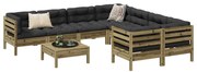 vidaXL 9 pcs conjunto sofás de jardim c/ almofadões pinho impregnado
