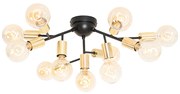 Candeeiro de teto design preto dourado 12 luzes - Juul Design