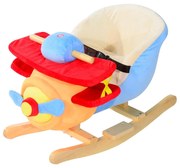 HOMCOM Cavalo de Balanço para Crianças +18 Meses Avião de Pelúcia com Música e Cinto de Segurança Cavalo Infantil 60x33x45 cm Multicolorido