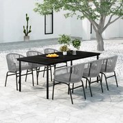 vidaXL 7 pcs conjunto de jantar para jardim cinzento