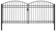 vidaXL Portão p/ cerca porta dupla e topo arqueado 400x200cm aço preto