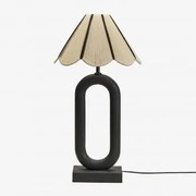Candeeiro De Mesa Em Madeira De Manga Tiberia Preto Claro & Branco - Preto Ø35 Cm - ↑20 Cm Irais - Sklum