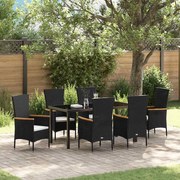 vidaXL Conjunto de Jantar de Jardim 7 pcs Preto 160 x 80 x 73 cm