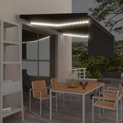 vidaXL Toldo retrátil manual com estore e luzes LED 4x3 m antracite