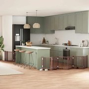 vidaXL Portão p/ cães c/ porta dobrável 9 painéis 450cm álamo castanho