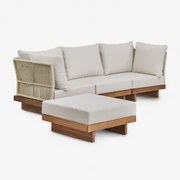 Sofá Modular De Jardim De 3 Peças Com 2 Cadeirões De Canto E Puff Em Madeira De Acácia Dailin Castanho Acácia - Sklum