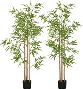 HOMCOM Pack 2 Bambu Artificial 1,80 m com Vaso Realista Ideal para Interiores | Aosom Portugal
