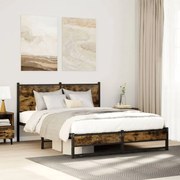 vidaXL Estrutura de cama sem colchão 150x200 cm metal carvalho fumado
