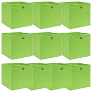 vidaXL Caixas de arrumação 10 pcs 32x32x32 cm tecido verde