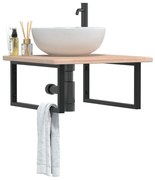 vidaXL Prateleira de parede p/ lavatório aço/madeira carvalho maciça