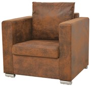 vidaXL Poltrona marrom 82x73x82 cm camurça sintética