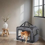 Caixa dobrável para cães, caixa de transporte em tecido de rede 70 x 52 x 52 cm cinzento