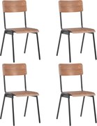 vidaXL Cadeiras de jantar 4 pcs contraplacado maciço e aço castanho