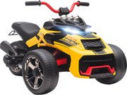 AIYAPLAY Quad Elétrico Infantil Carro Elétrico Crianças 12V 3 Rodas 2 Motores Leitor Mp3 Buzina 2 Velocidades 3-5 Km/h Amarelo | Aosom Portugal