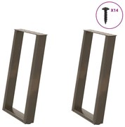 Pés para mesa de jantar em formato de U, 2 peças, aço natural, 50x(72-