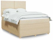 vidaXL Cama com molas/colchão 160x200 cm tecido cor creme