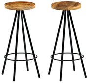 vidaXL Cadeiras de bar 2 pcs madeira de mangueira maciça