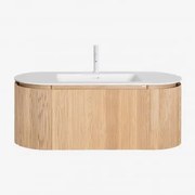 Conjunto De Móvel De Casa De Banho Suspenso Em Madeira Com Lavatório Integrado Carsone Madeira Natural & Sem Unidade Auxiliar & - Sklum