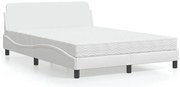 vidaXL Cama com colchão 140x190 cm couro artificial branco