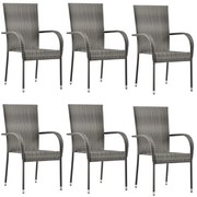 vidaXL Cadeiras de exterior empilháveis 6 pcs vime PE cinzento