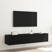 Armários de TV vidaXL com luzes LED 2 pcs Preto Carvalho 80x35x31 cm