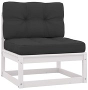 2 pcs conjunto lounge jardim c/ almofadões pinho maciço branco