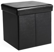 Pufe dobrável para sala com assento macio e design compacto | SONGMICS | 38 x 38 x 38 cm | preto | LSF101.