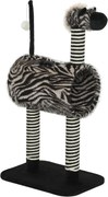 PawHut Arranhador design zebra, 1 túnel para gatos, 3 postes arranhadores 48,5 cm x 35 cm x 93 cm, Preto + Branco | Aosom Portugal
