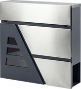 HOMCOM Caixa de Correio Exterior de Aço Inoxidável 13 L Caixa de Correio de Parede com Fechadura e 2 Chaves Suporte para Jornais Cinzento Escuro | Aosom Portugal