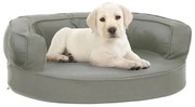 vidaXL Cama para cães ergonómica 60x42 cm aspeto linho cinzento
