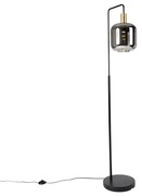 LED Candeeiro de pé preto com dourado e vidro fumê incl. PUCC - Zuzanna Design