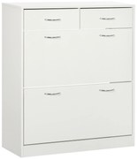 HOMCOM Sapateira Estreita 2 Compartimentos 2 Gavetas Armazenamento 12 Pares Sapatos 80x30x91,5 cm Design Moderno Branco | Aosom Portugal