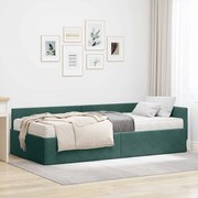 vidaXL Estrutura de Cama de Canto com Colchão 2 pcs Verde Veludo