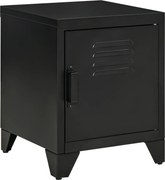 HOMCOM Mesa de cabeceira, mesa lateral com prateleira ajustável, porta, armário para quarto, sala de estar, metal, preto, 50 x 40 x 47,5 cm | Aosom Portugal