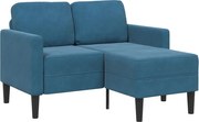 vidaXL Sofá 2 lugares com Chaise em L 125 cm veludo azul