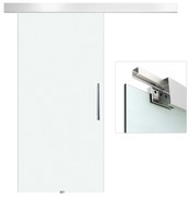 HOMCOM Porta de Correr de Vidro 102,5x205 cm Porta de Correr de Vidro com Trilho Translúcida | Aosom Portugal