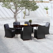 7 pcs conjunto de jantar para jardim preto