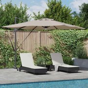 vidaXL Guarda-sol Cantilever Roma com LEDs em Taupe 286x285x270 cm Alumínio